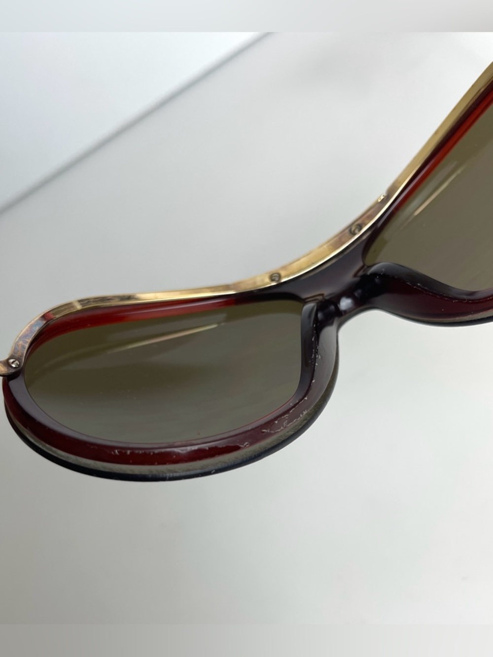 Vintage Y2K CHANEL 6006 Gold Shield Aviator Brown Lens Sunglasses Italy Unisex - Picture 8 of 16